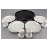 M O C Ceramic Salt and Pepper Set