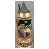 Ceramic Beer Stein with Pewter Lid