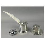 Silver Desk Inkwell Set with Quill