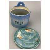 Ceramic Salt Jar with Figural Lid, 5.5 inches tall