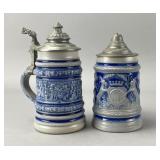 Pair of German Salt-Glazed Beer Steins