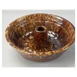 Brown Spongeware Ceramic Bundt Pan