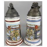 Pair of German Regimental Beer Steins