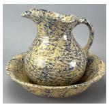 Roseville Ceramic Pitcher and Bowl Set, 11.5 wide