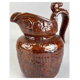 Rockingham Ceramic Pitcher, 8 inches tall