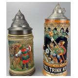 H. Lenzau German Ceramic Beer Steins, Pair