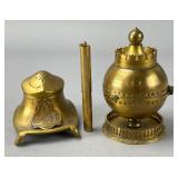 Brass Toned Commemorative Inkwells & Pen