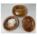 Set of Three Oval Spongeware Dishes