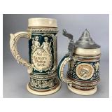 Pair of German Ceramic Beer Steins