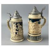 Pair of German Ceramic Beer Steins