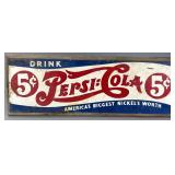 Pepsi-Cola Advertising Sign, 19 Inches