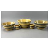 Set of Five Yellow Ceramic Mixing Bowls