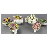 Set of Six Porcelain Floral Arrangements