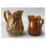 Pair of Ceramic Pitchers with Brown Glaze