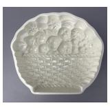 White Ceramic Dish with Basket Relief