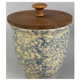 R.R.P. Co. Spongeware Ceramic Jar, 6.5 inches tall