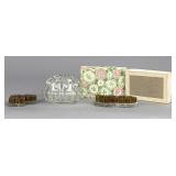 3 Pressed Glass Flower & Metal Pin Kenzan Frogs