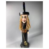 Wooden Witch Figure with Broom
