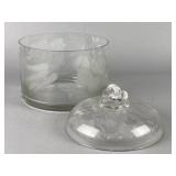 Etched Glass Container with Lid