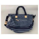 Navy Blue Striped Tote Bag