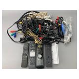 Assorted Electronic Cables & Remotes