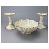 Lenox Ceramic Bowl and Candlestick Set
