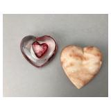 Glass and Stone Heart Paperweights