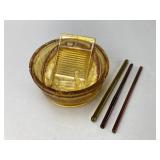 Amber Glass Bowl with Insert