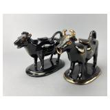 Pair of Black Ceramic Cow Creamers