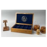 Teak Wood Candle Holders & Bigelow Wood Tea Box