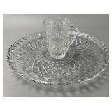 Pressed Glass Pitcher and Platter Set