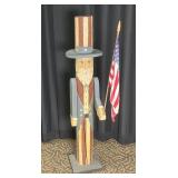 Wooden Patriotic Figure with Flag