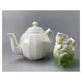 K.T.&K. White Ceramic Teapot