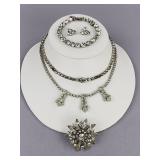 Rhinestone Choker Necklaces, Bracelet, Earrings