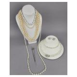 MOP Aurora Borealis Faux Pearl Necklaces, Earrings