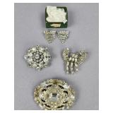 Silver Tone Rhinestone Brooches Shoe/Dress Clips