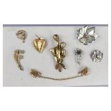 Silver Gold Tone Faux Pearl Pins/Brooches