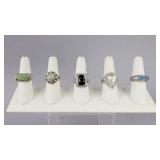 Signed Judith Ripka Sterling Silver Rings - Five