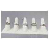 Signed Judith Ripka CZ Pearl Citrine Silver Rings