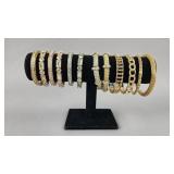 Rhinestone Stretch Bracelets, Gold Tone Bangles