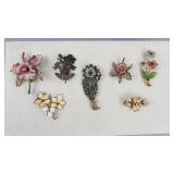 Enamel Floral Birds Made in Austria Pins/Brooches
