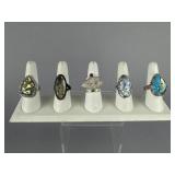 Five (5) Sterling Silver Gemstone Rings