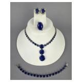 Silver Lapis Necklace, Bracelet, Earrings, Ring