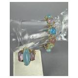 Silver M. Valitutti Cabochon Bracelet Ring Set