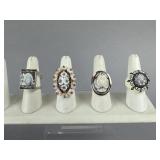 Silver Italy Diluca and Amedeo Cameo Rings