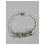 Sterling Silver 8'' Pandora Bracelet and 4 Charms