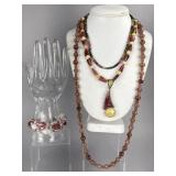 Silver Strawberry Rose Quartz, Tourmaline, Thulite