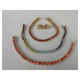 Silver Multi Gemstone Tennis Bracelets, Earrings