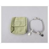 Silver Judith Ripka Charm Bracelet and 3 Charms