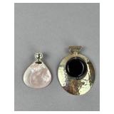 Silver RAgE MOP, DDD Onyx Hammered Pendants